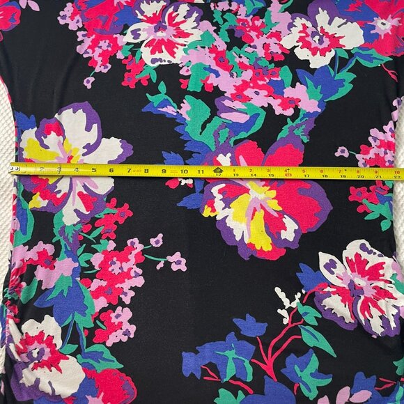 BEVERLY DRIVE SHORT SLEEVE PULLOVER TUNIC TOP Black Pink Red Floral PRINT 1X - Picture 15 of 16